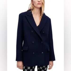 MAJE Galariti Double-Breasted Wool-Blend Coat Size 38